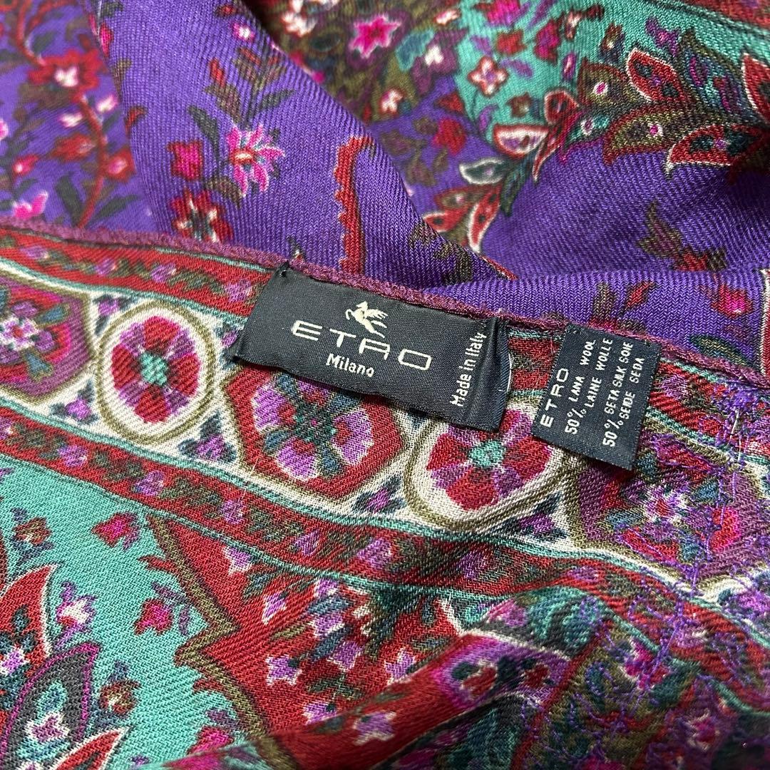 ETRO エトロ ウール　シルク　ペイズリー 大判ストール イタリア製