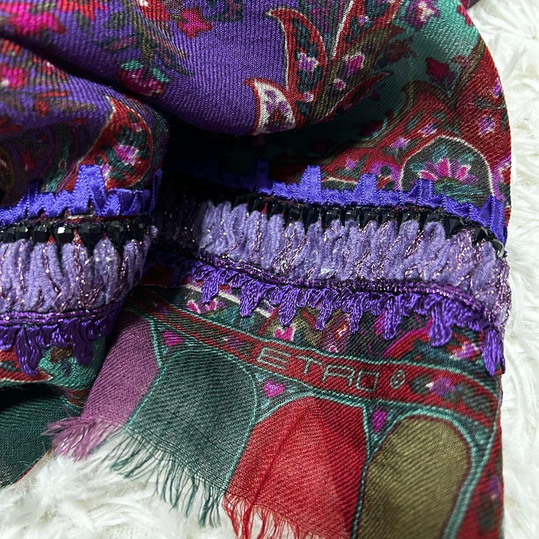 ETRO エトロ ウール　シルク　ペイズリー 大判ストール イタリア製