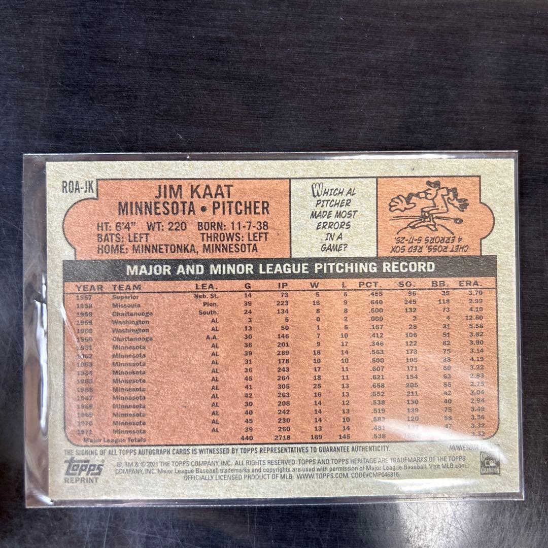 topps heritage ジム・カート 直筆サインカード