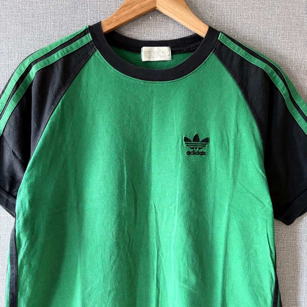 80s 90s adidas トレフォイルロゴTシャツ パイピング