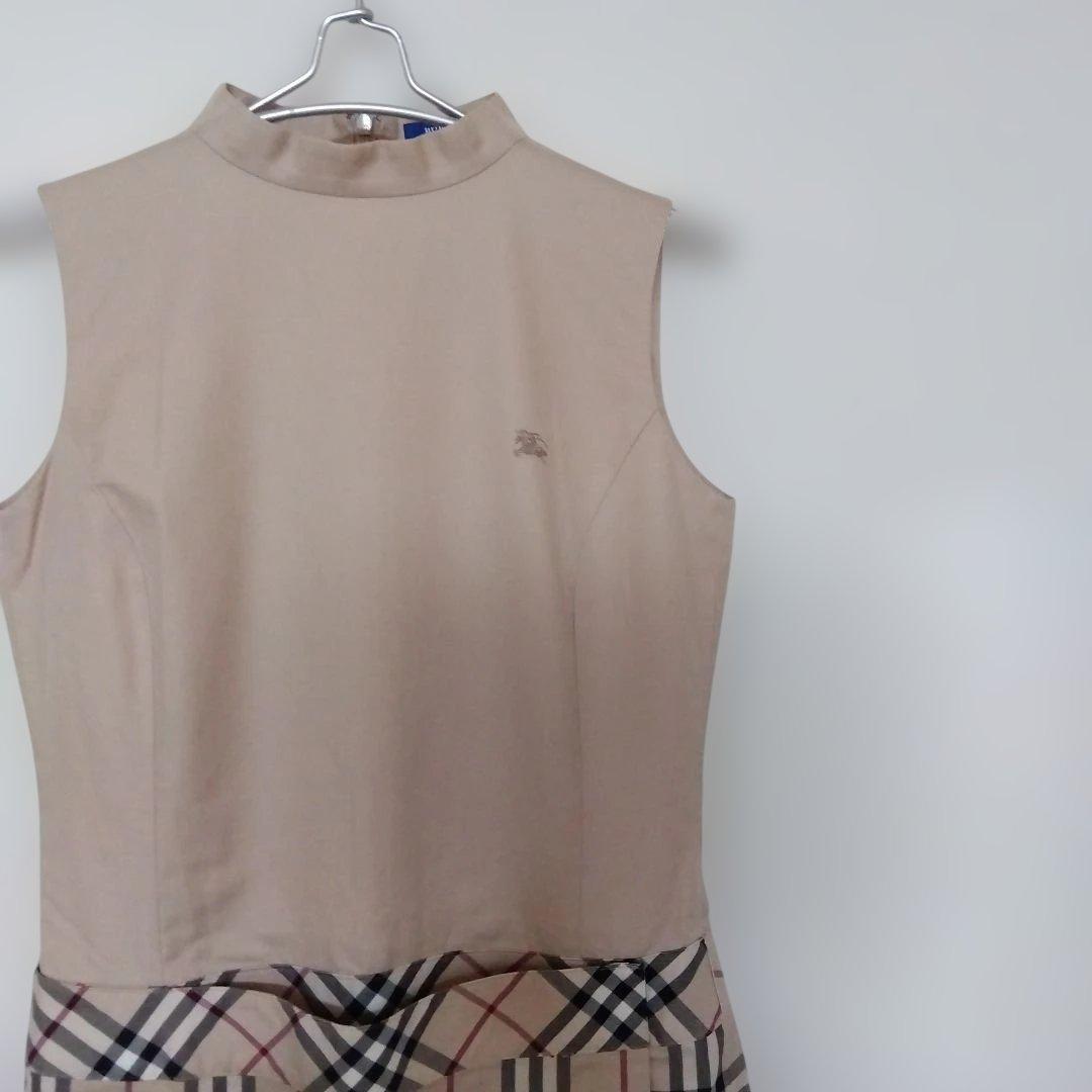 BURBERRY ノースリーブ ノバチェック柄 ドッキングワンピース　40