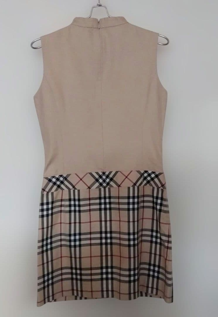 BURBERRY ノースリーブ ノバチェック柄 ドッキングワンピース　40