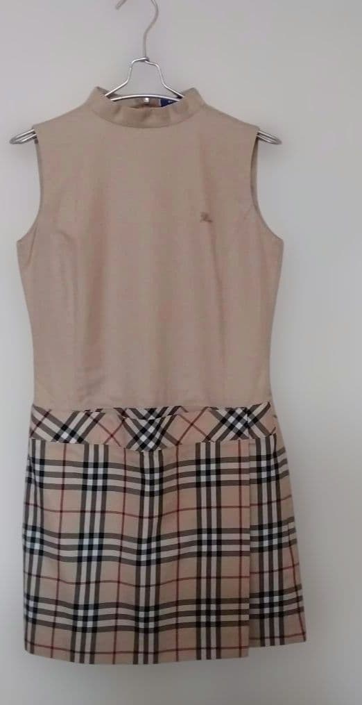 BURBERRY ノースリーブ ノバチェック柄 ドッキングワンピース　40