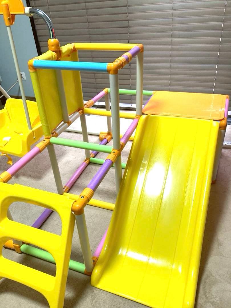 ◎良品　おりたたみキッズパークＥＸ　滑り台・ブランコ・ジャングルジム・鉄棒セット