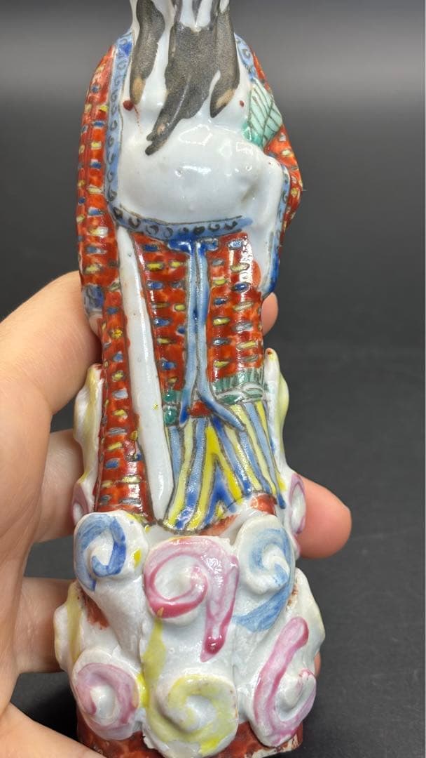 中国美術 色絵陶人形 陶器人形 高さ14.5cm 置物 オブジェ 古董品