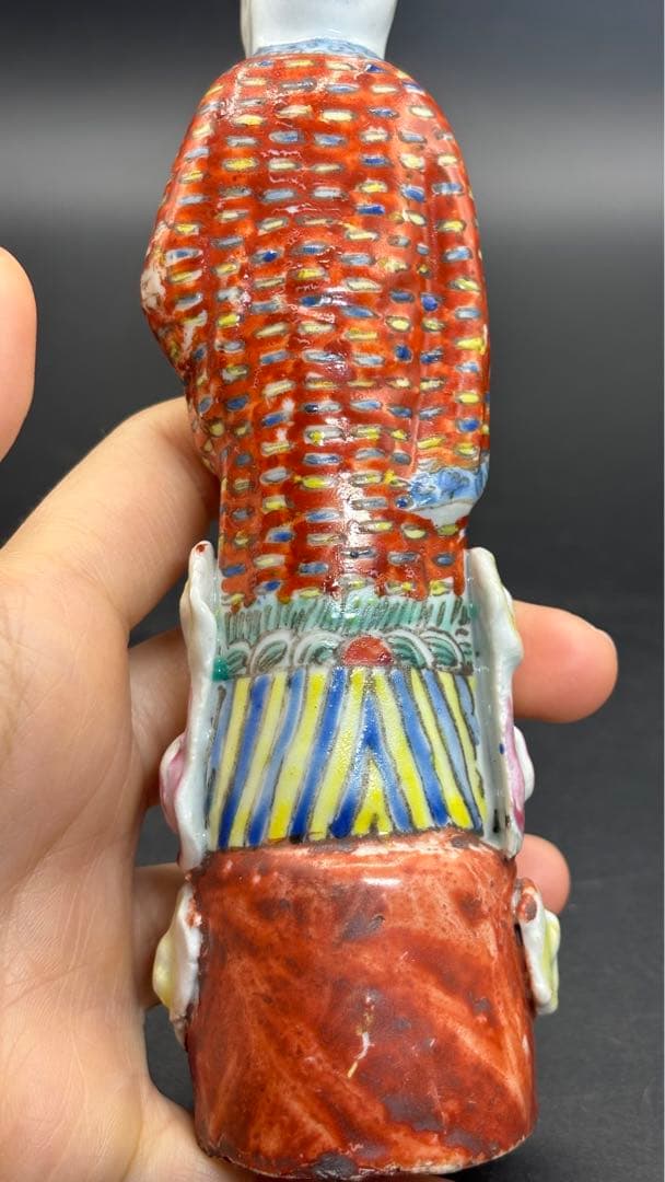 中国美術 色絵陶人形 陶器人形 高さ14.5cm 置物 オブジェ 古董品