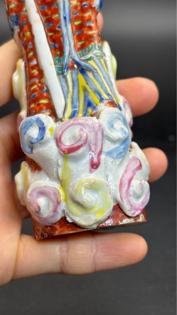 中国美術 色絵陶人形 陶器人形 高さ14.5cm 置物 オブジェ 古董品