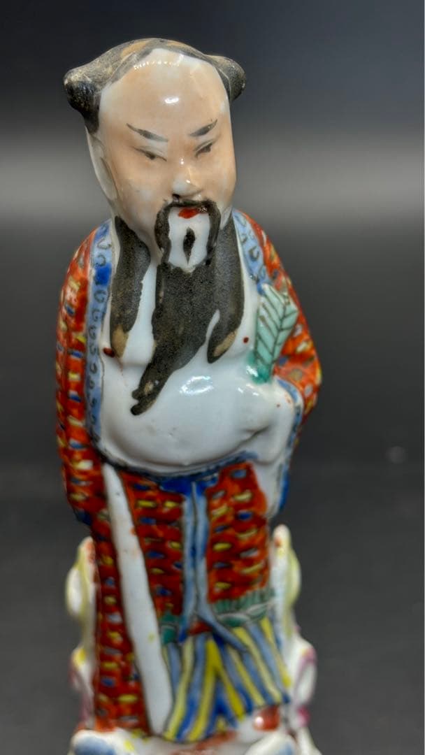 中国美術 色絵陶人形 陶器人形 高さ14.5cm 置物 オブジェ 古董品