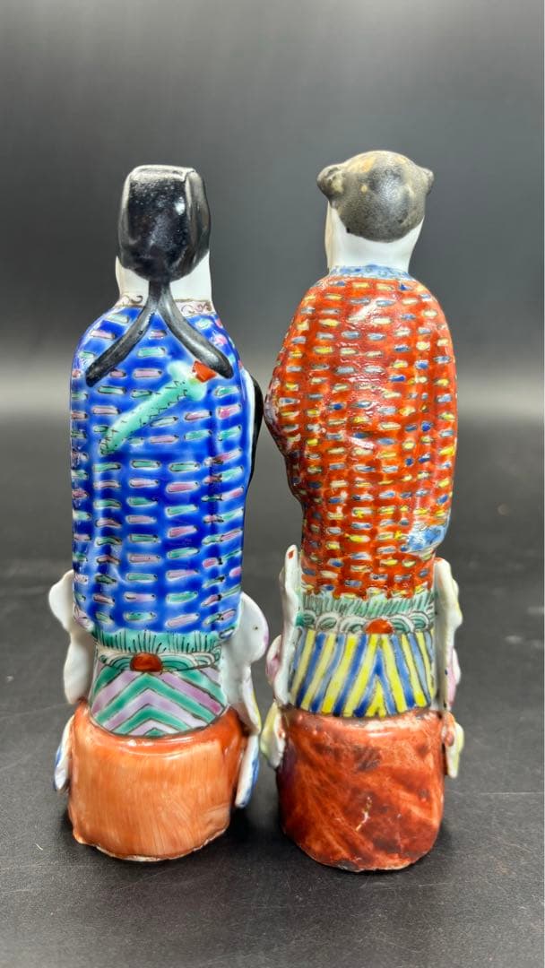 中国美術 色絵陶人形 陶器人形 高さ14.5cm 置物 オブジェ 古董品