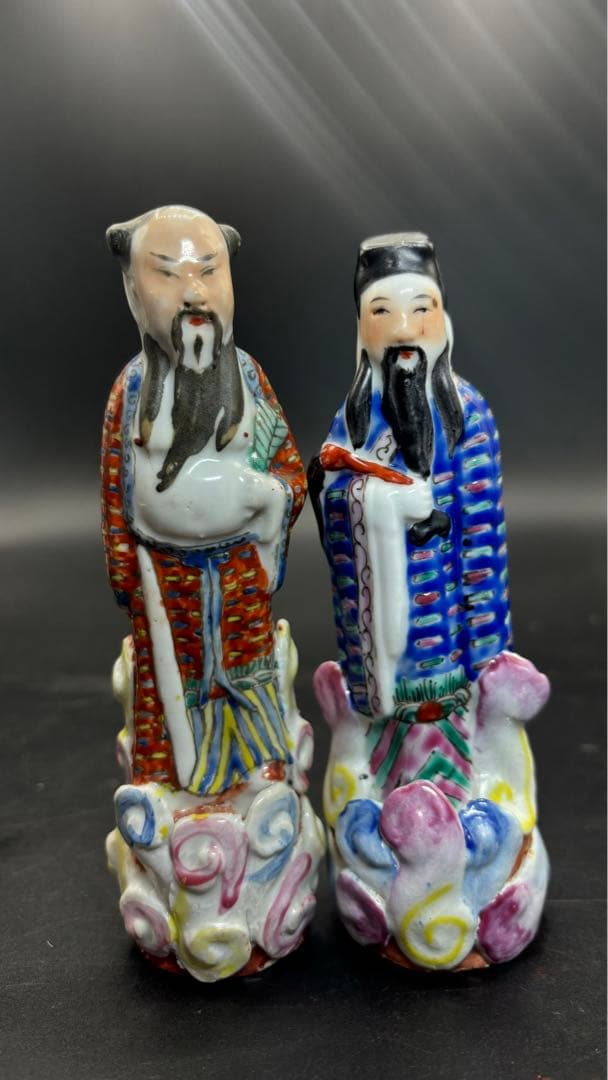中国美術 色絵陶人形 陶器人形 高さ14.5cm 置物 オブジェ 古董品