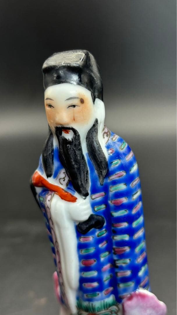 中国美術 色絵陶人形 陶器人形 高さ14.5cm 置物 オブジェ 古董品