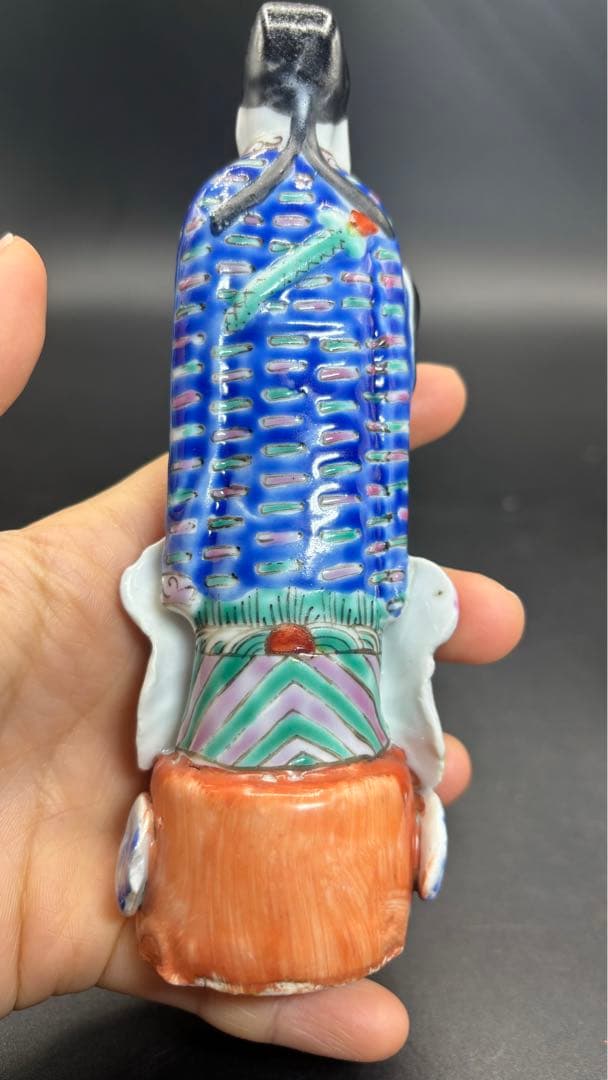 中国美術 色絵陶人形 陶器人形 高さ14.5cm 置物 オブジェ 古董品