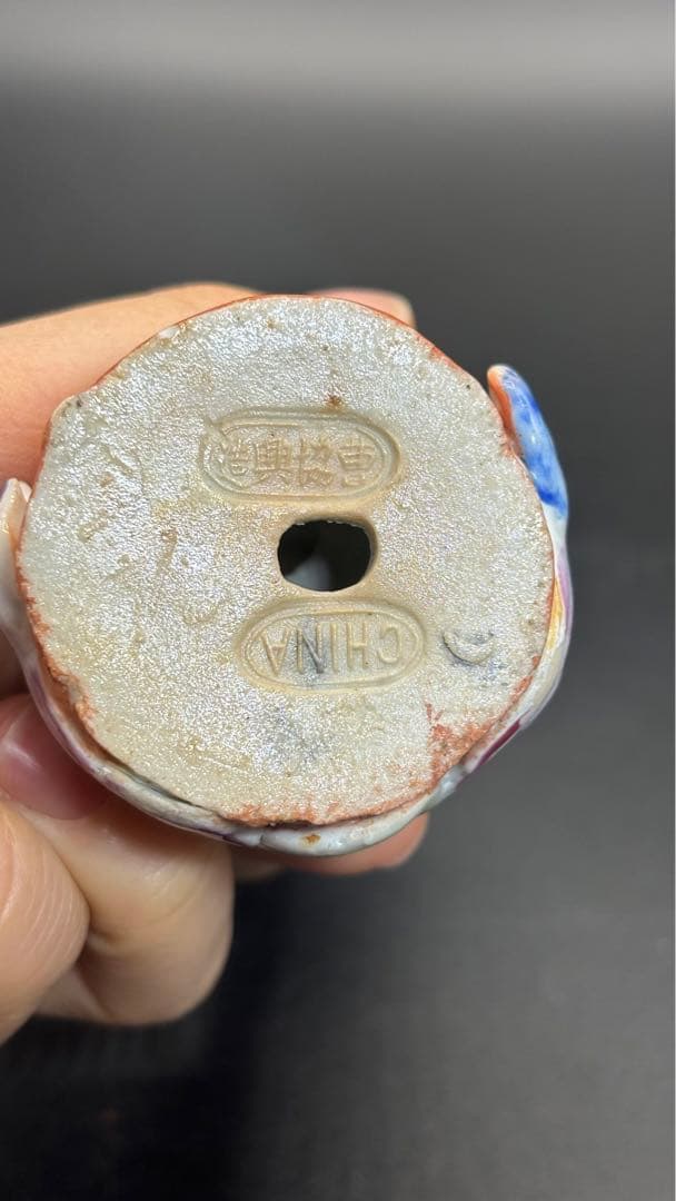 中国美術 色絵陶人形 陶器人形 高さ14.5cm 置物 オブジェ 古董品
