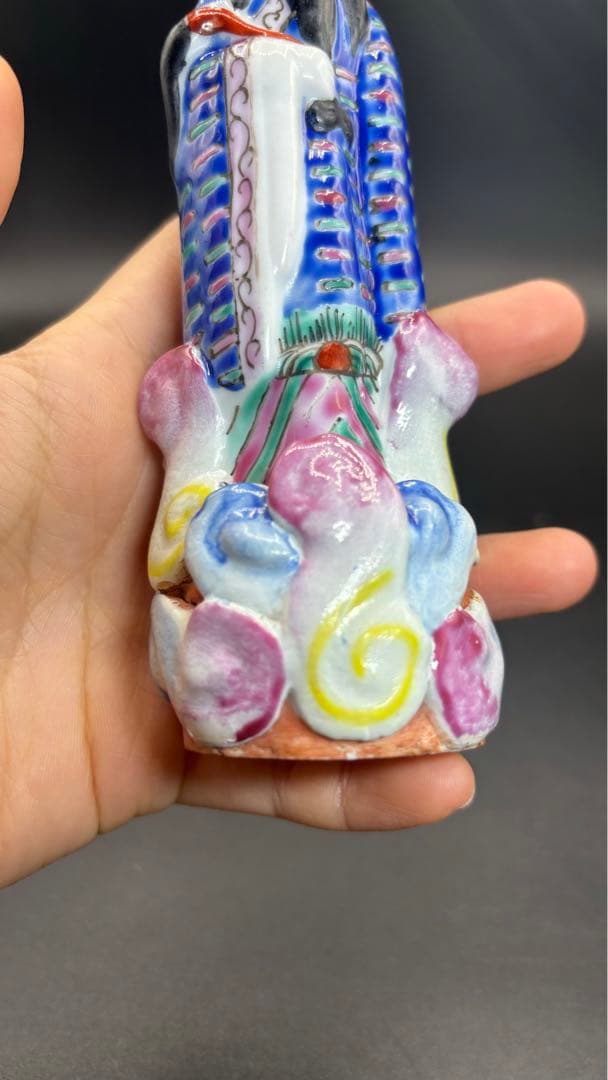 中国美術 色絵陶人形 陶器人形 高さ14.5cm 置物 オブジェ 古董品