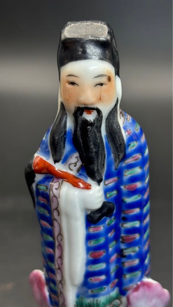 中国美術 色絵陶人形 陶器人形 高さ14.5cm 置物 オブジェ 古董品