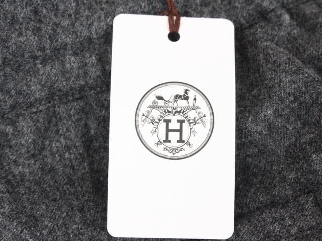 ◇未使用保管品 HERMES ウールパンツ 裾リブ グレー