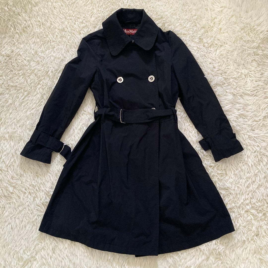 Max Mara STUDIO銀ボタンダブルブレスト　トレンチコート 36 黒