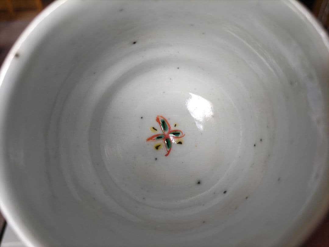 村田真人　色絵　唐子　酒碗　共箱　布　栞　京焼