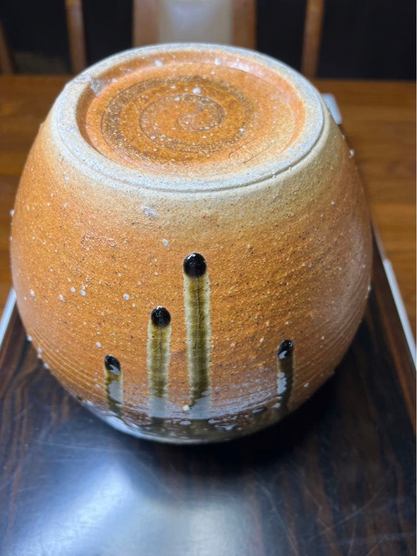 信楽焼　花中壺耳付き 短期使用傷無し