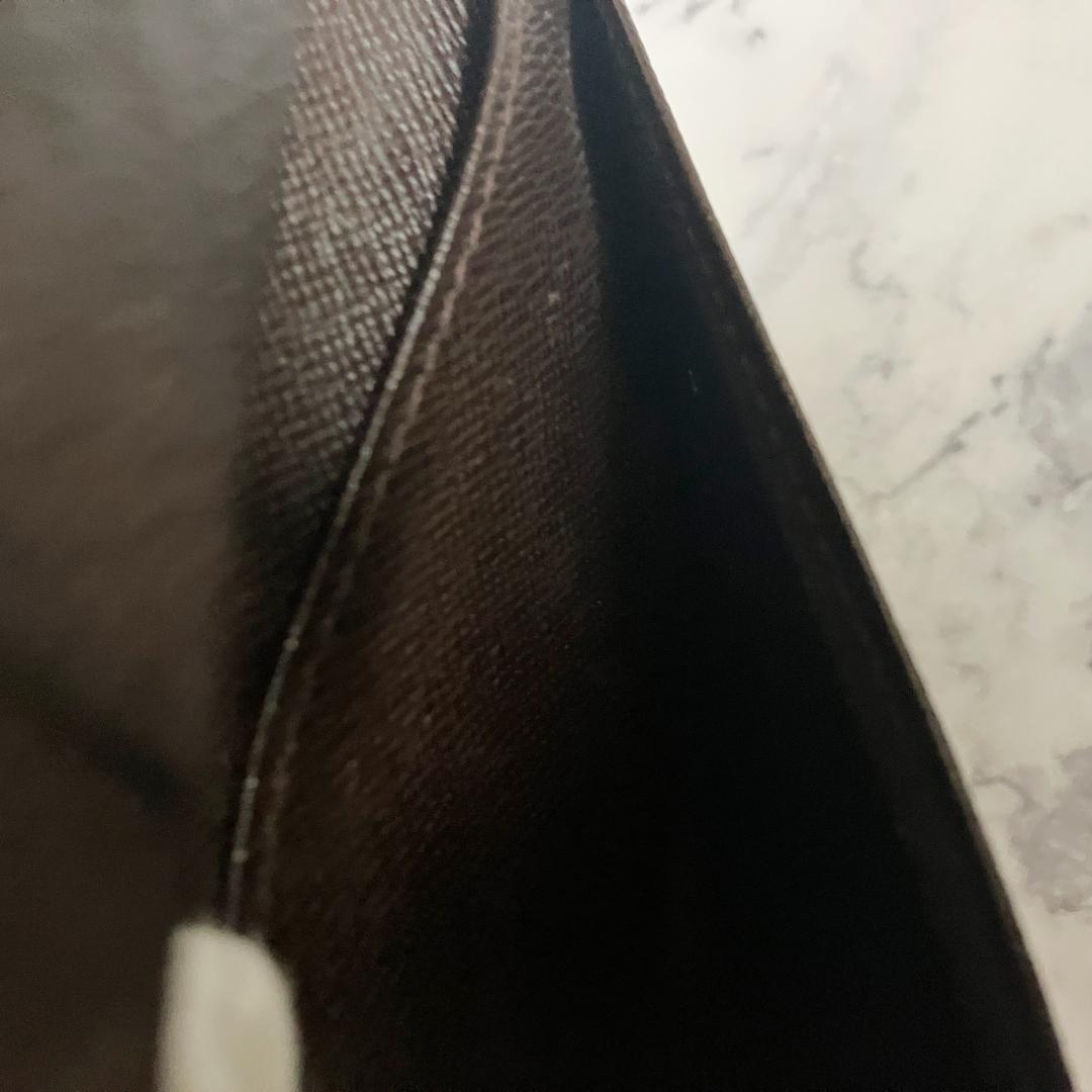 B975【美品】LOUIS VUITTON★ダミエ がま口二つ折り財布 ブラウン