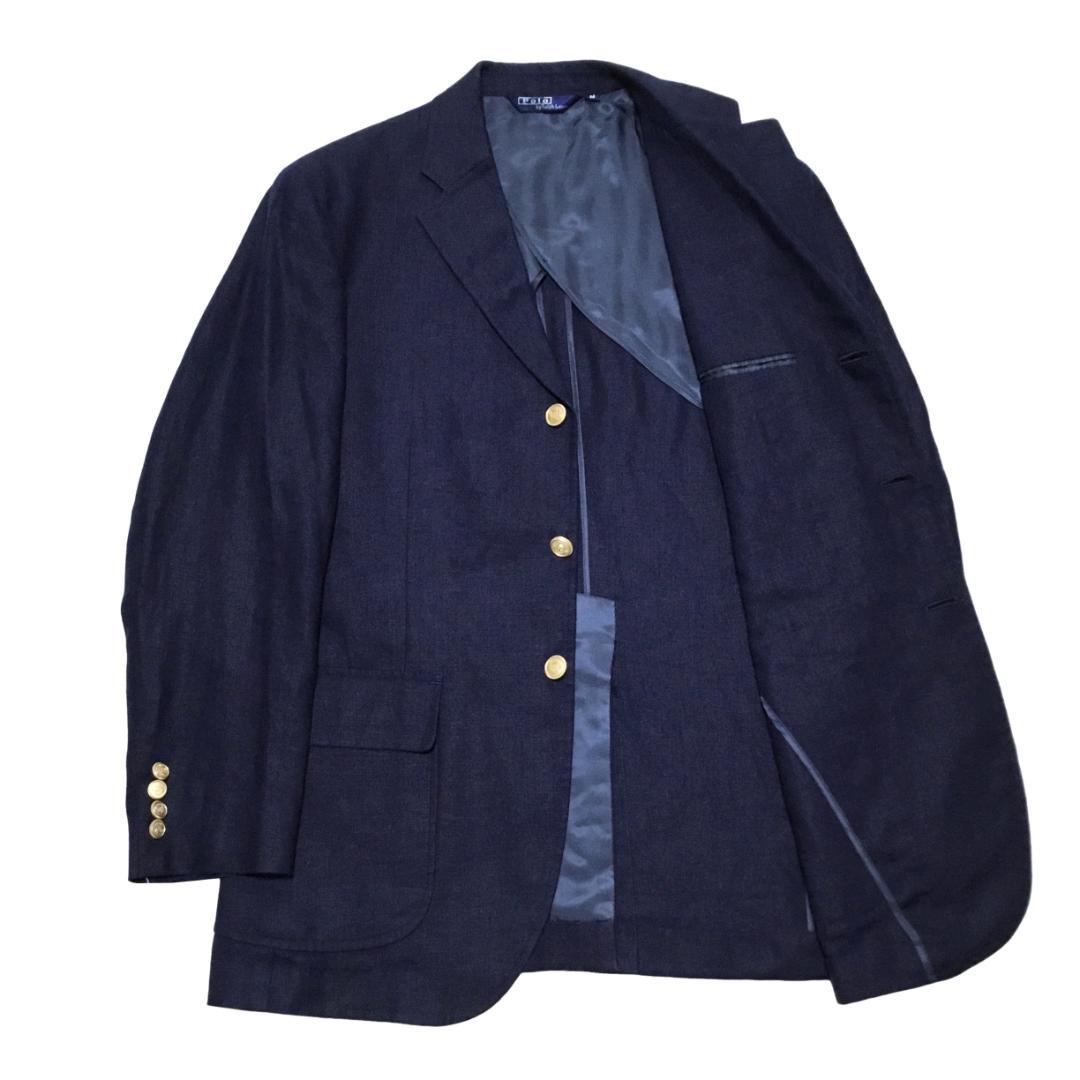 極美品 POLO RALPH LAUREN ポロラルフローレン リネン紺ブレザー