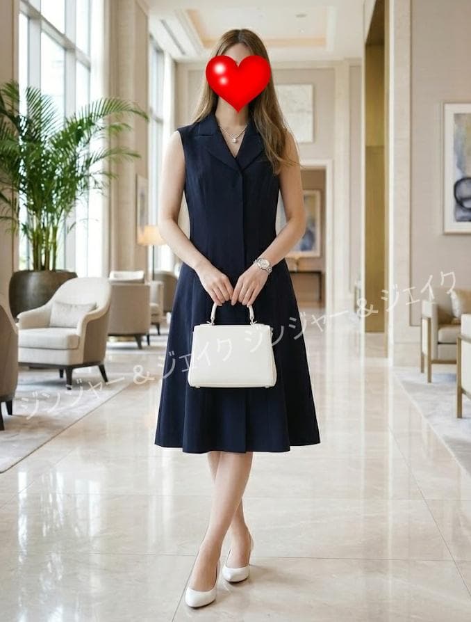 美品 FOXEY NEWYORKフォクシーニューヨーク 高級襟付 ジレワンピース