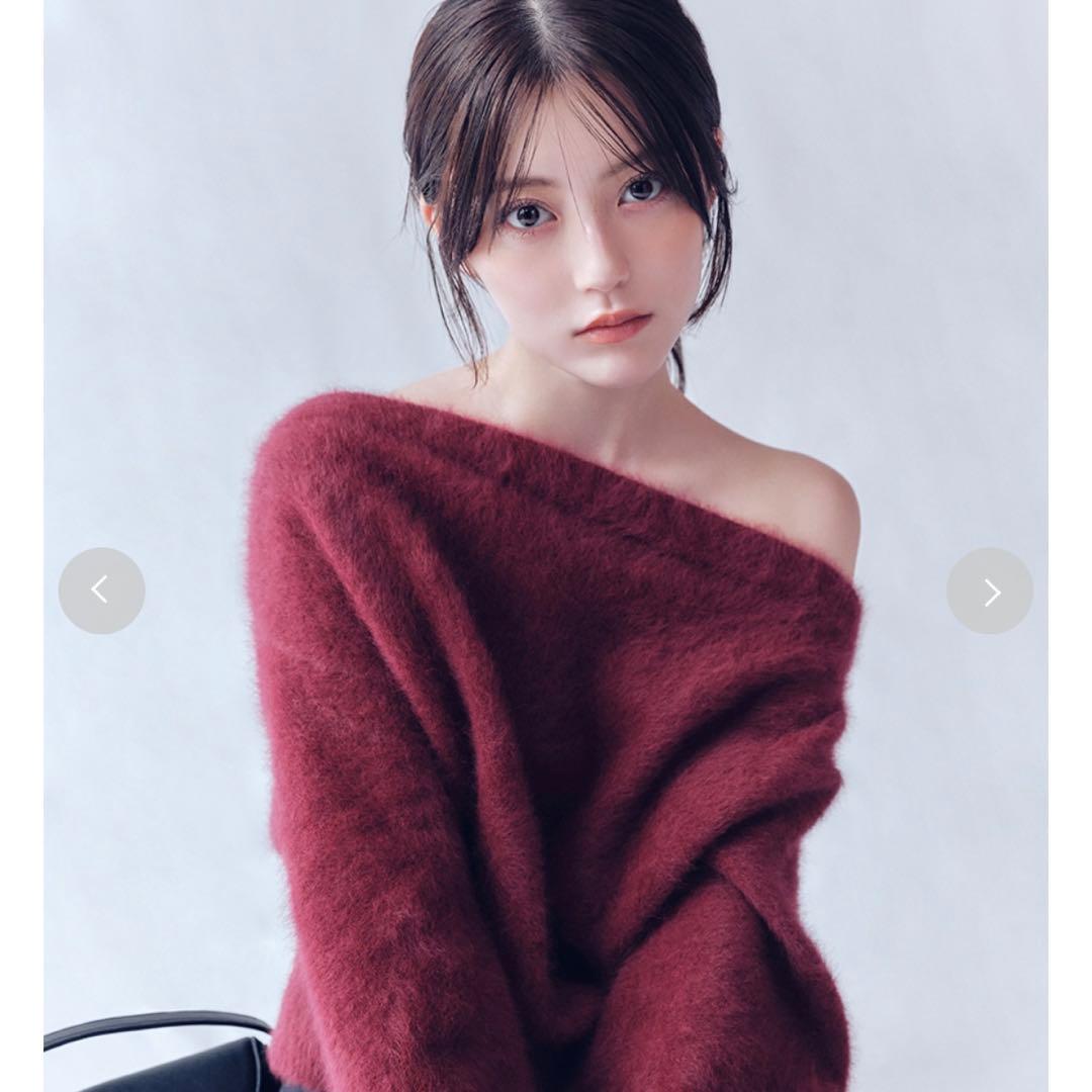 fray i.d フォックスカシミアオフショルニットトップス