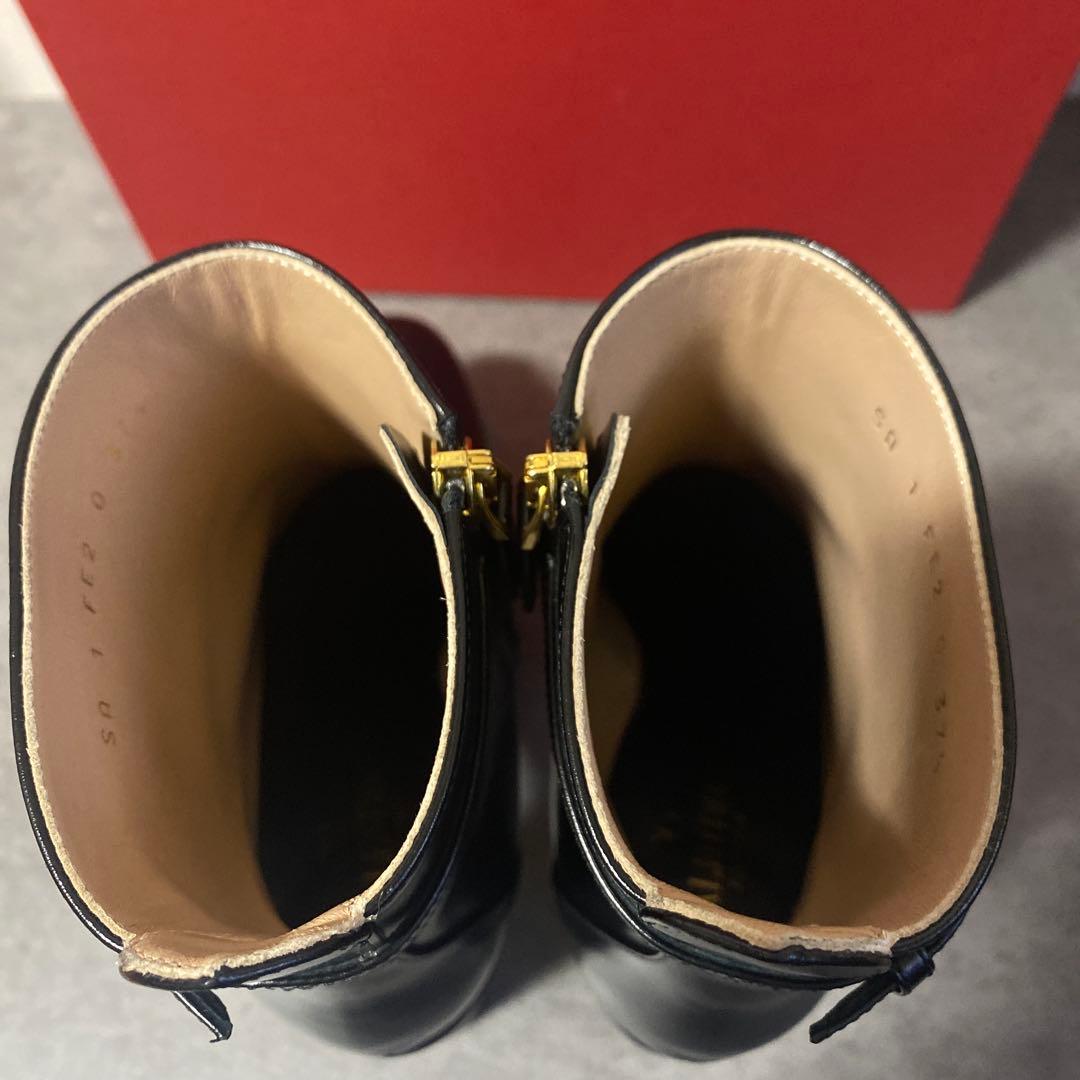 未使用品✨ 【Valentino】Vロゴ レザー アンクルブーツ ハイヒール　黒