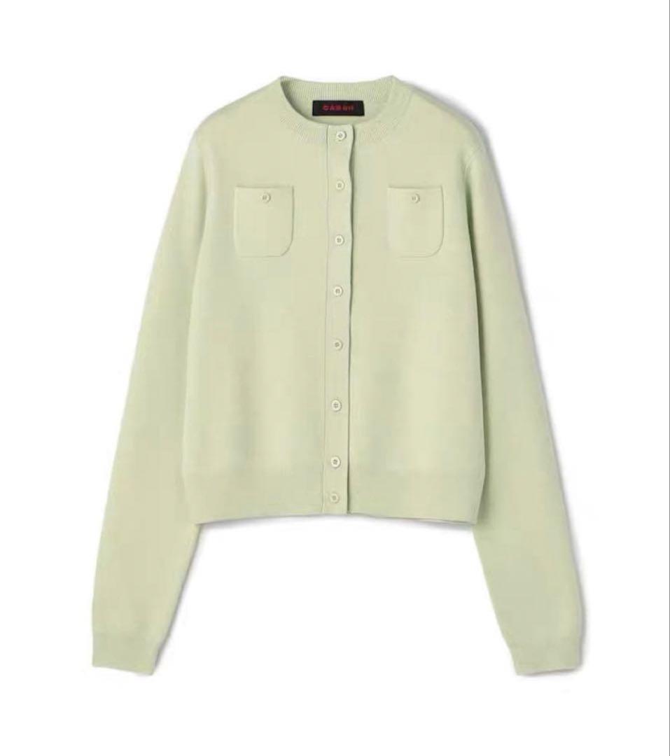 CABaN コットンカシミヤクルーネックカーディガン ライトグリーン