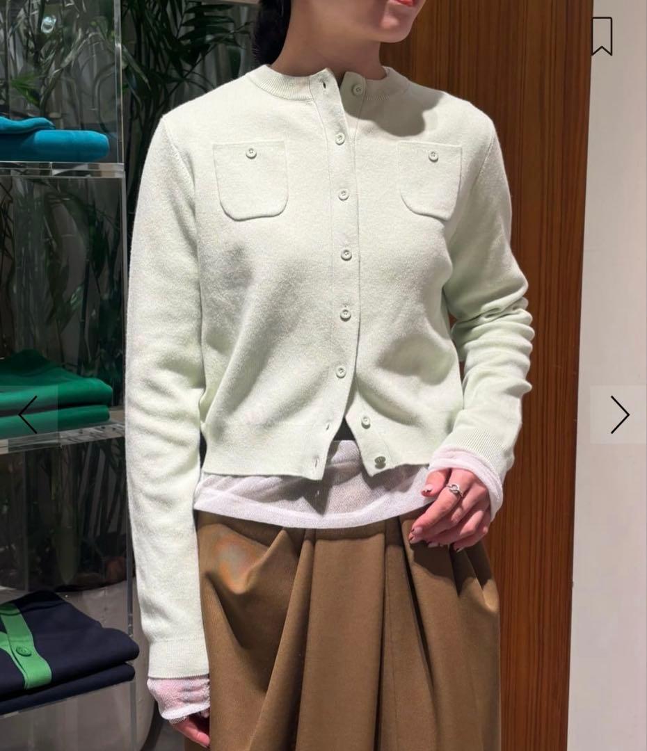 CABaN コットンカシミヤクルーネックカーディガン ライトグリーン