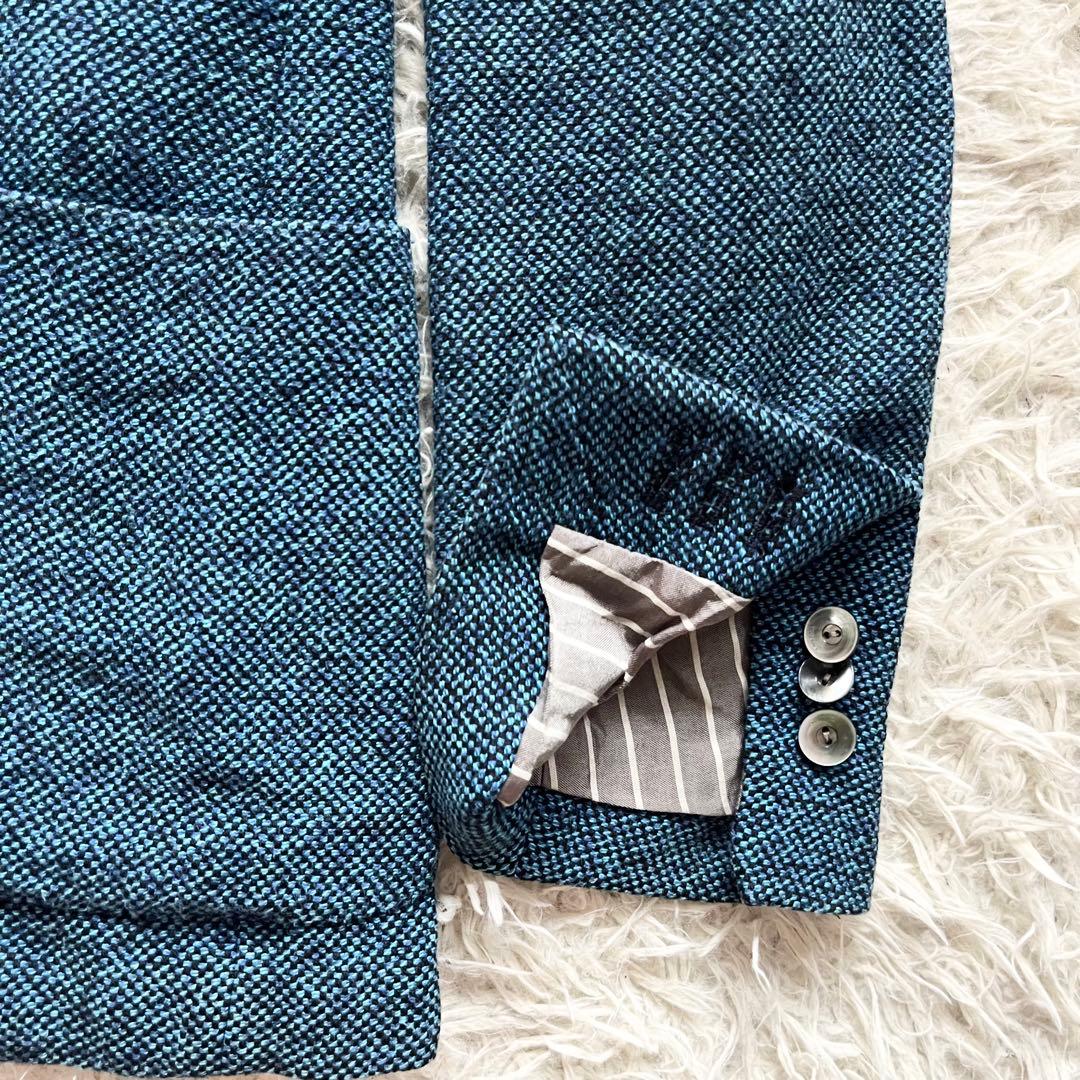 <美品>BOGLIOLI dover ブルー シルク コットン ジャケット 46