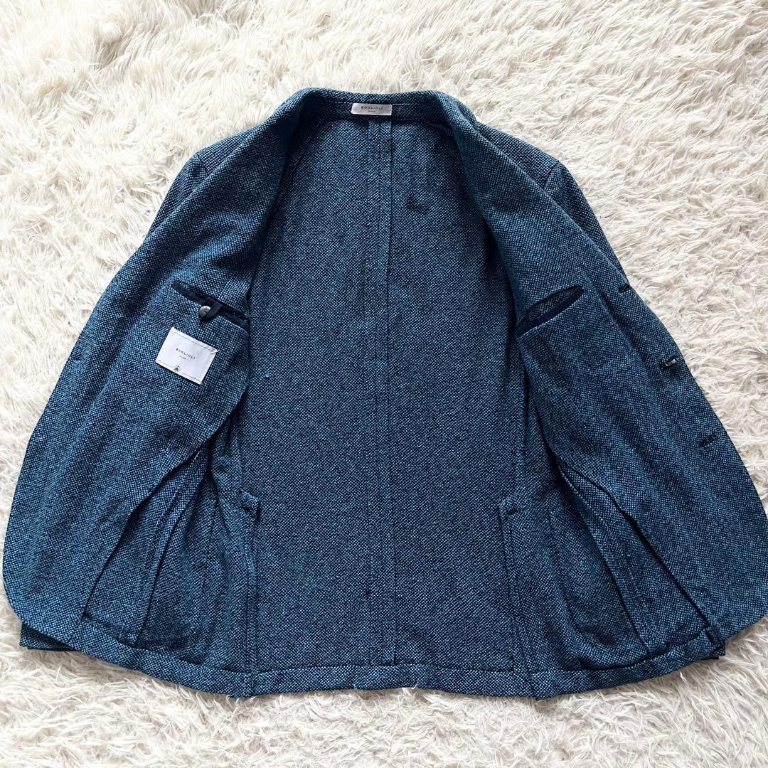 <美品>BOGLIOLI dover ブルー シルク コットン ジャケット 46