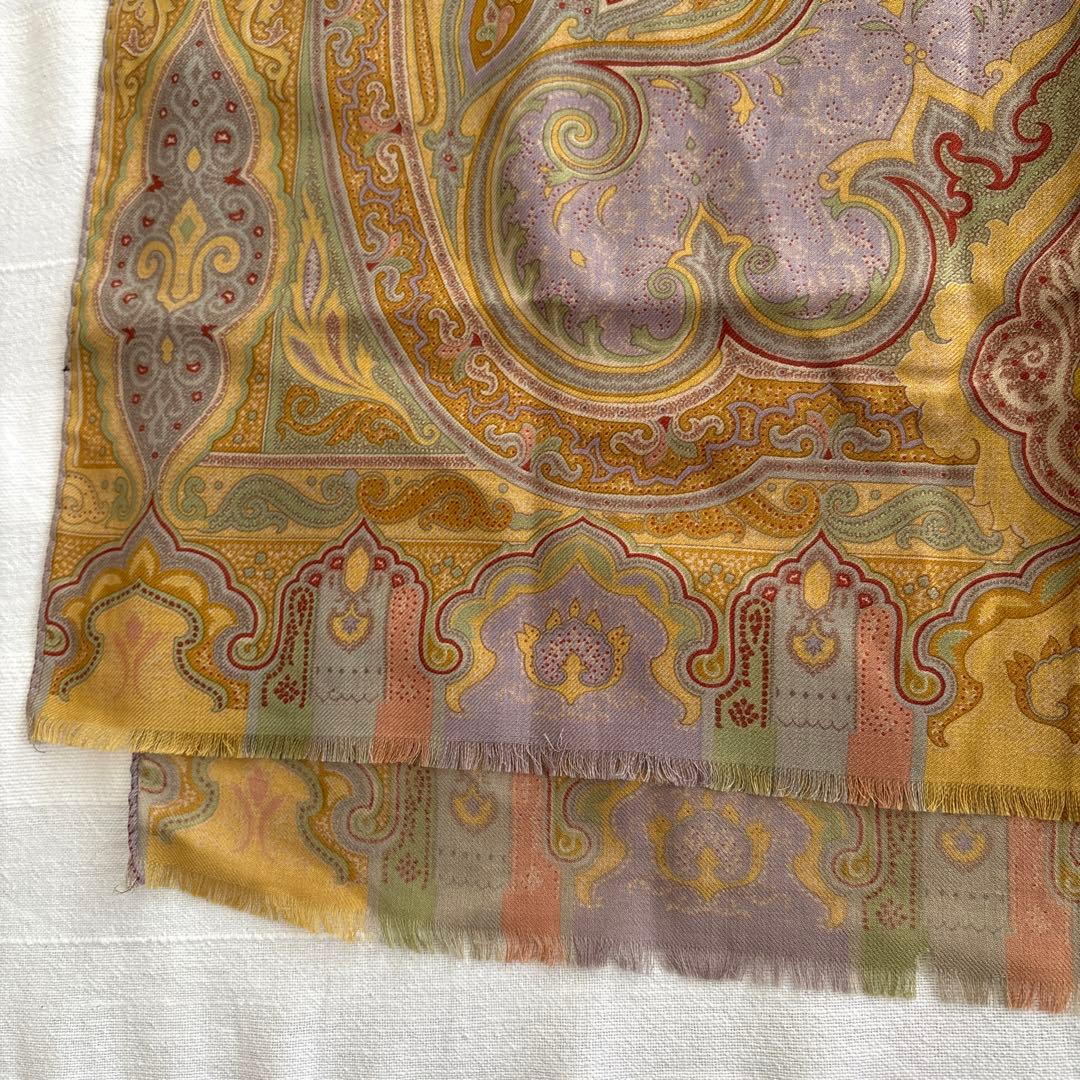 エトロ　ウール&シルク　ストール　ETRO ペイズリー　イタリア製　SILK 毛