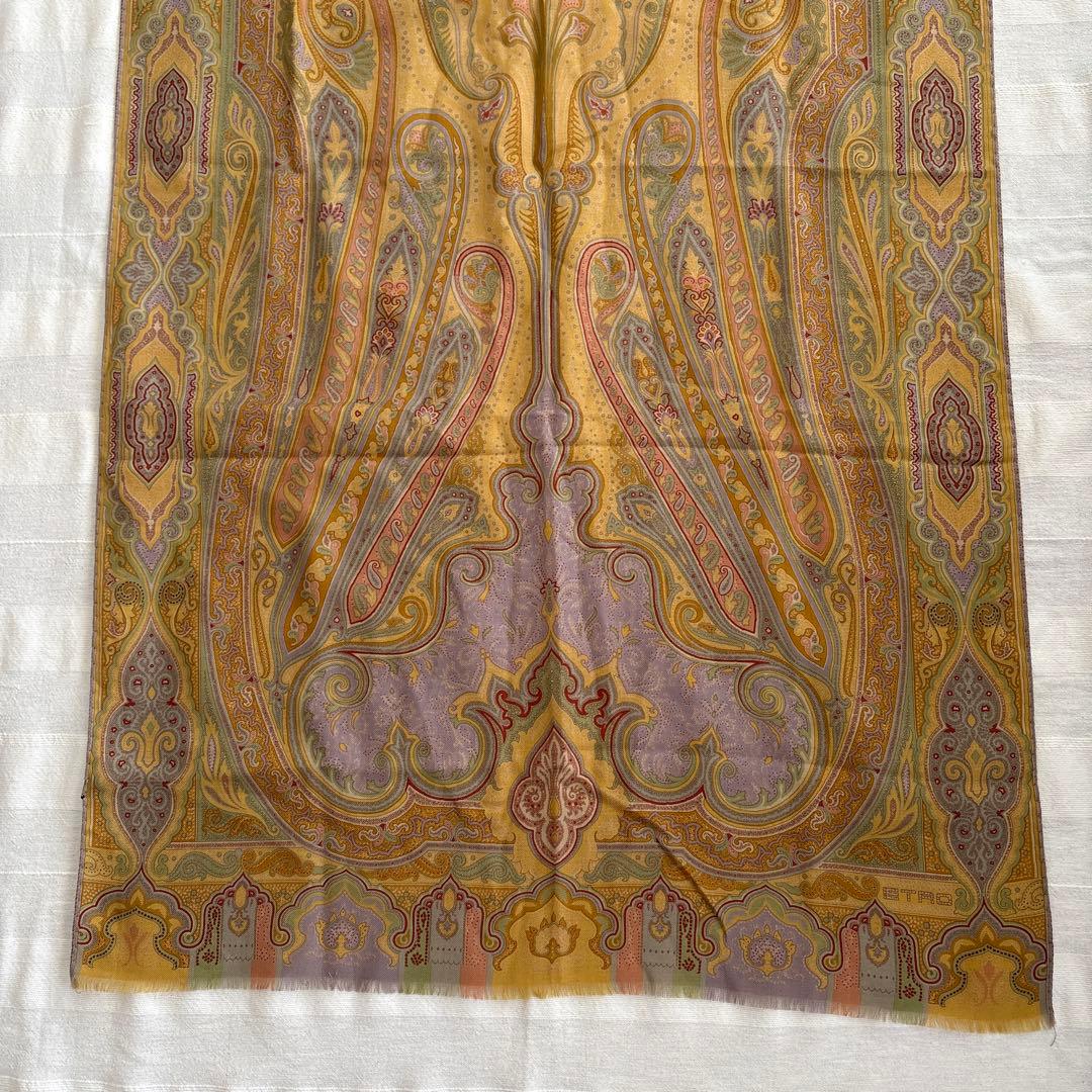 エトロ　ウール&シルク　ストール　ETRO ペイズリー　イタリア製　SILK 毛