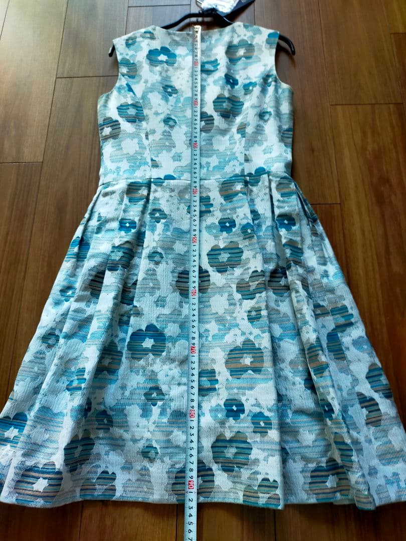 タグ付き美品【Rene ルネ】ジャガード 花柄ノースリーブワンピース 36 水色