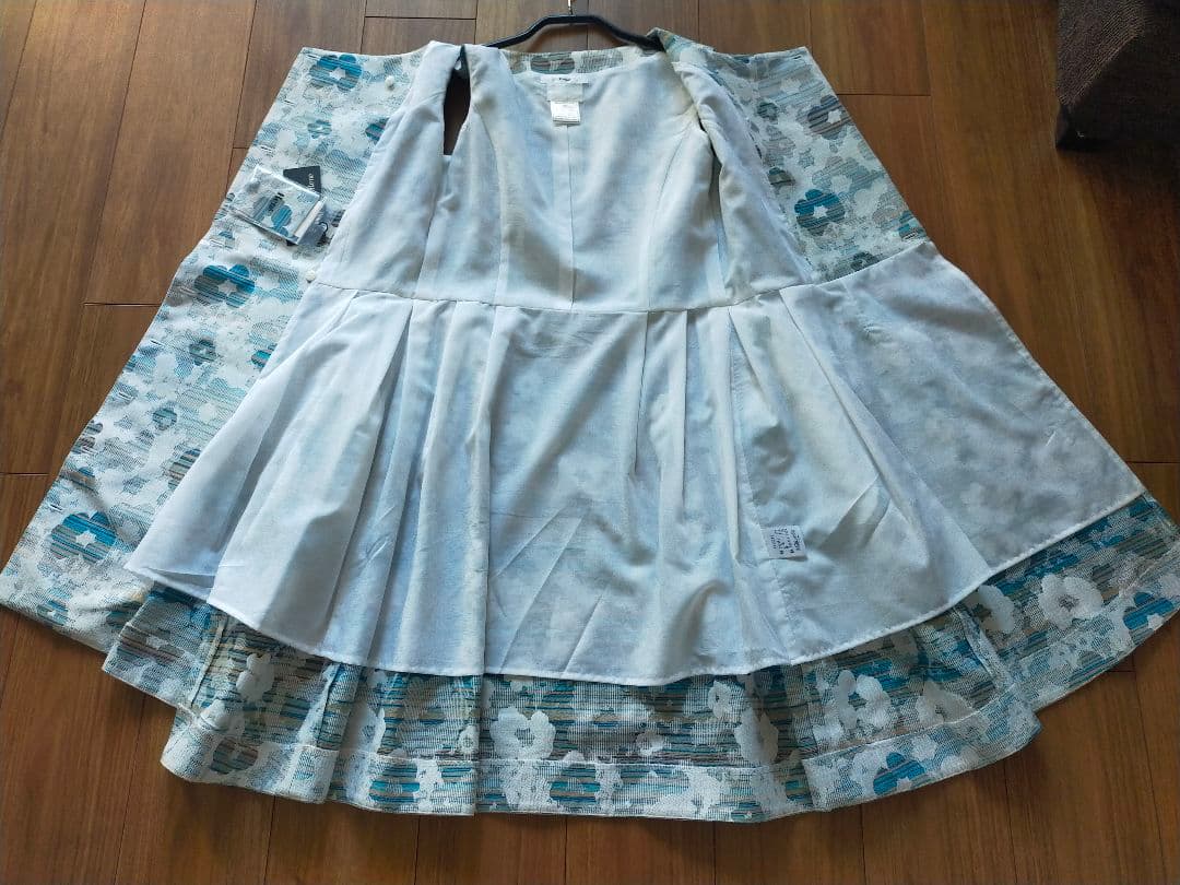 タグ付き美品【Rene ルネ】ジャガード 花柄ノースリーブワンピース 36 水色