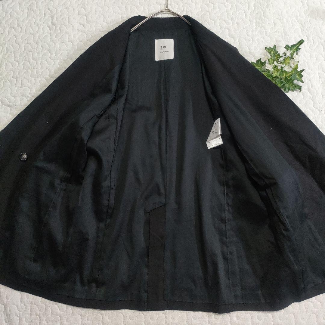 美品✨プルミエアロンディスモン　麻×レーヨン　ダブルジャケット　黒