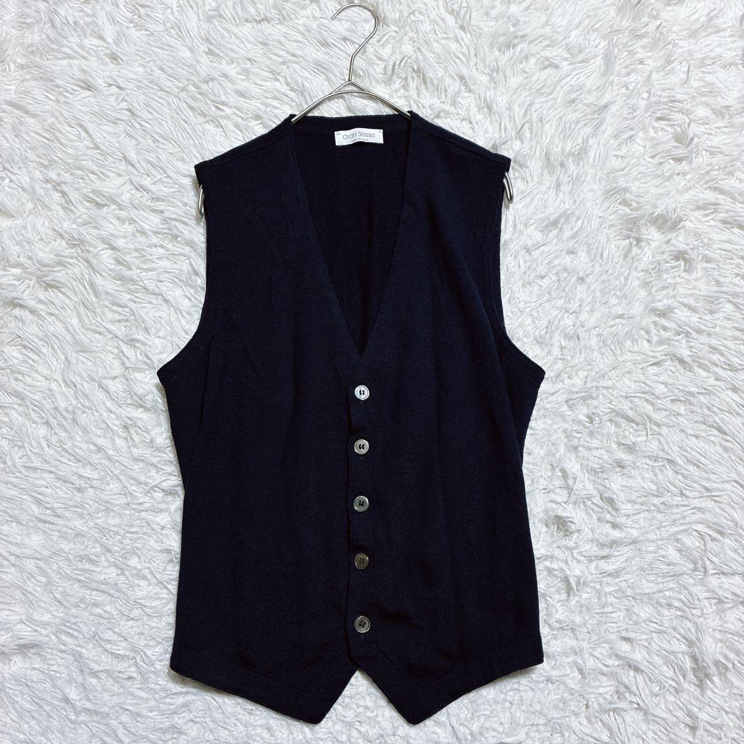 良品⭐️グランサッソ　ウールベスト　ジレ　近年　ネイビー　サイズ46