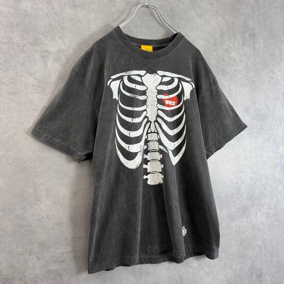 FR2 USED加工 両面プリントTシャツ 墨黒 M