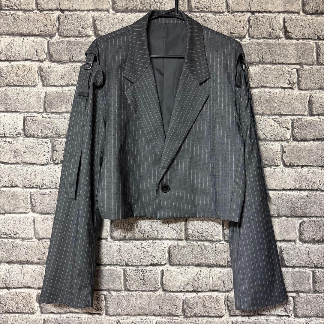 【美品】HARE　カットアウトベルトショートジャケット　グレー　テーラード