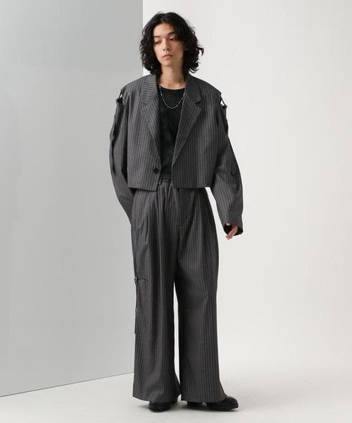 【美品】HARE　カットアウトベルトショートジャケット　グレー　テーラード