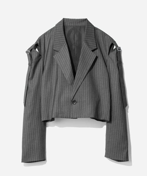 【美品】HARE　カットアウトベルトショートジャケット　グレー　テーラード