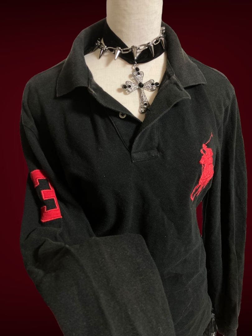 poloビックポニー黒ポロRalph Lauren y2kフェアリーグランジ平成