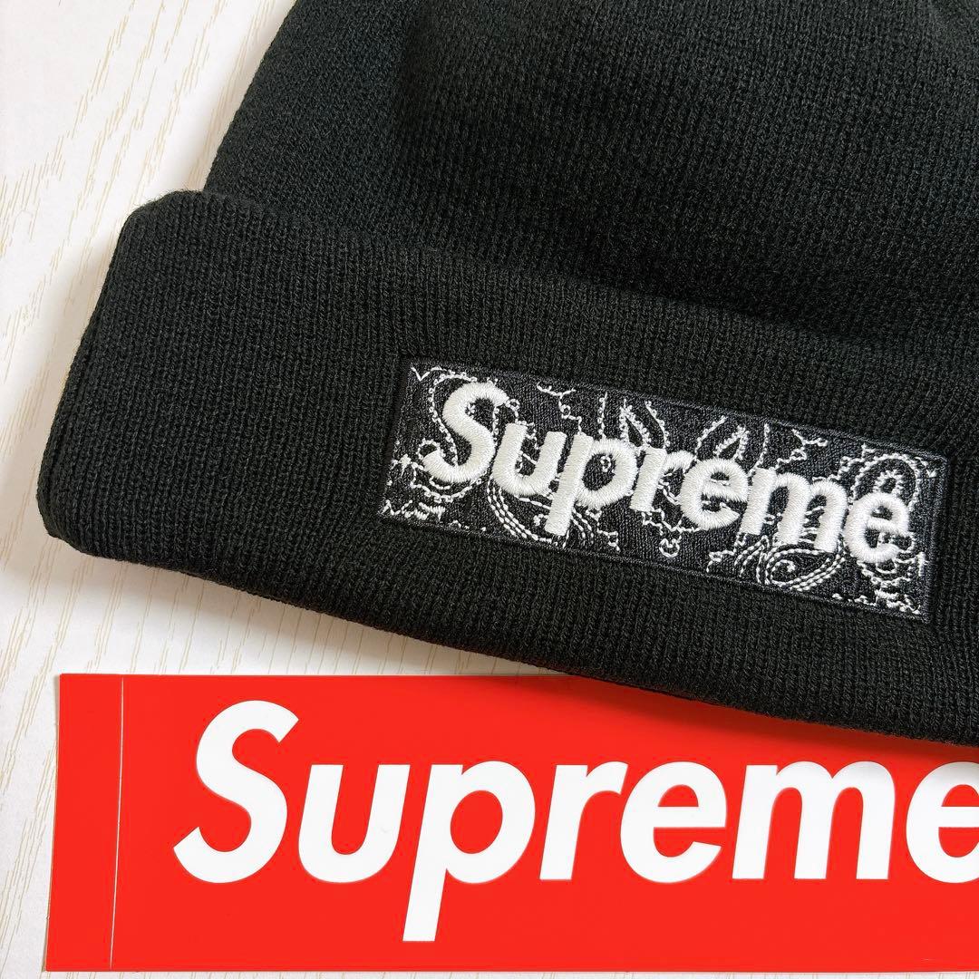 Supreme NEW ERA ニット帽　BOXロゴ　バンダナ　ブラック　黒