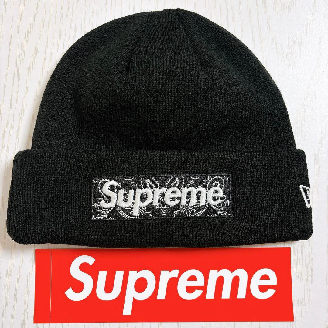 Supreme NEW ERA ニット帽　BOXロゴ　バンダナ　ブラック　黒