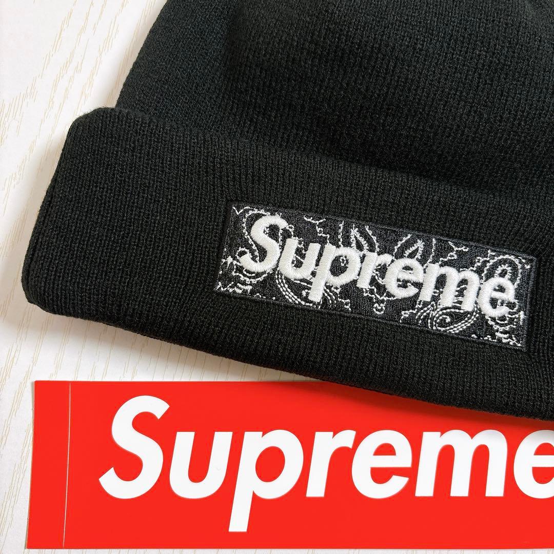 Supreme NEW ERA ニット帽　BOXロゴ　バンダナ　ブラック　黒