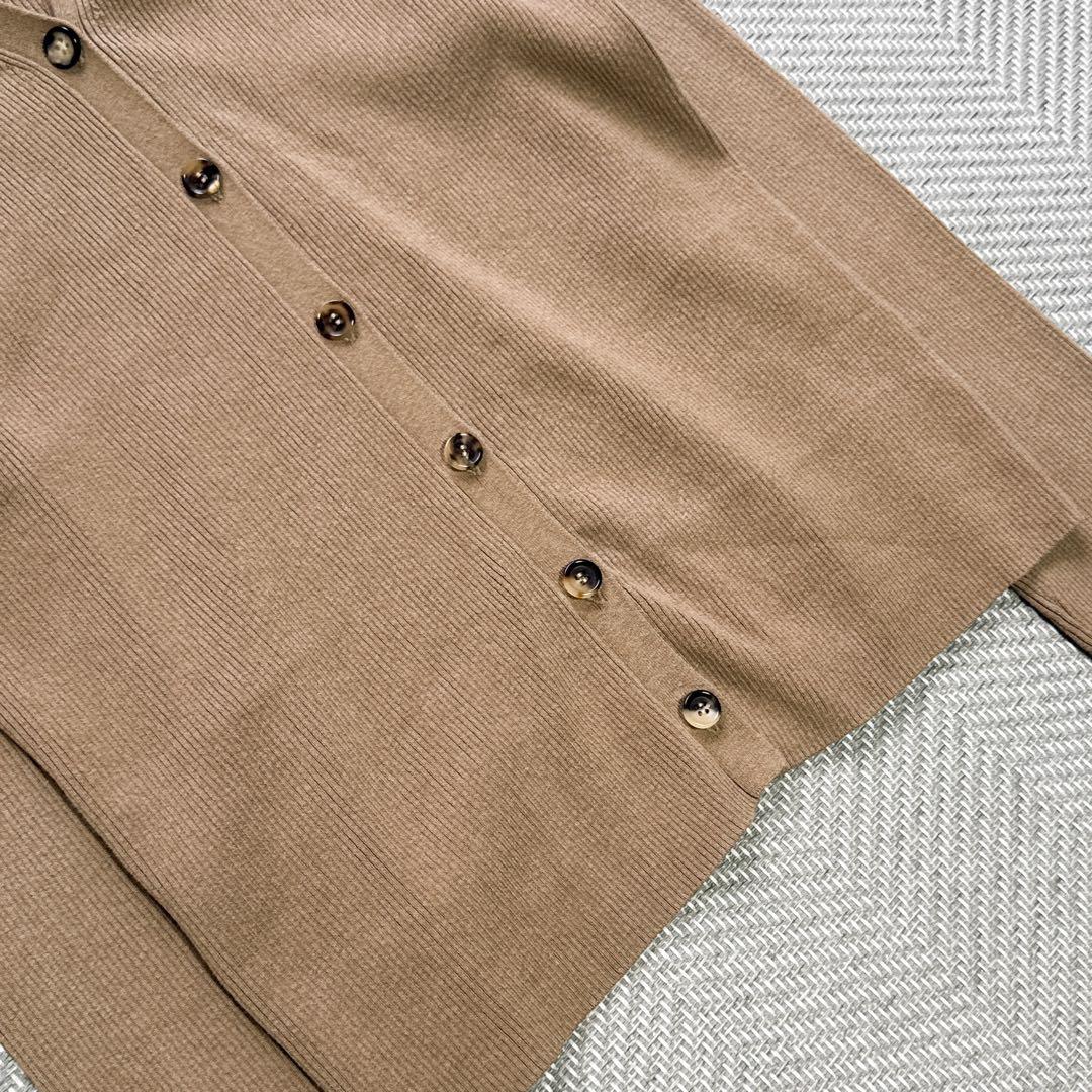 美品 EVERYDAY I LIKE リブニットカーディガン Vネック キャメル