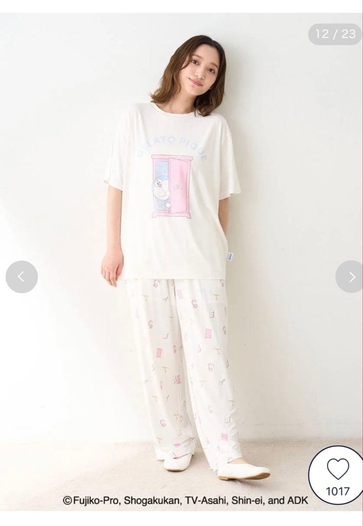 【新品】ジェラートピケ ドラえもん ワンポイントTシャツ＆総柄ロングパンツセット