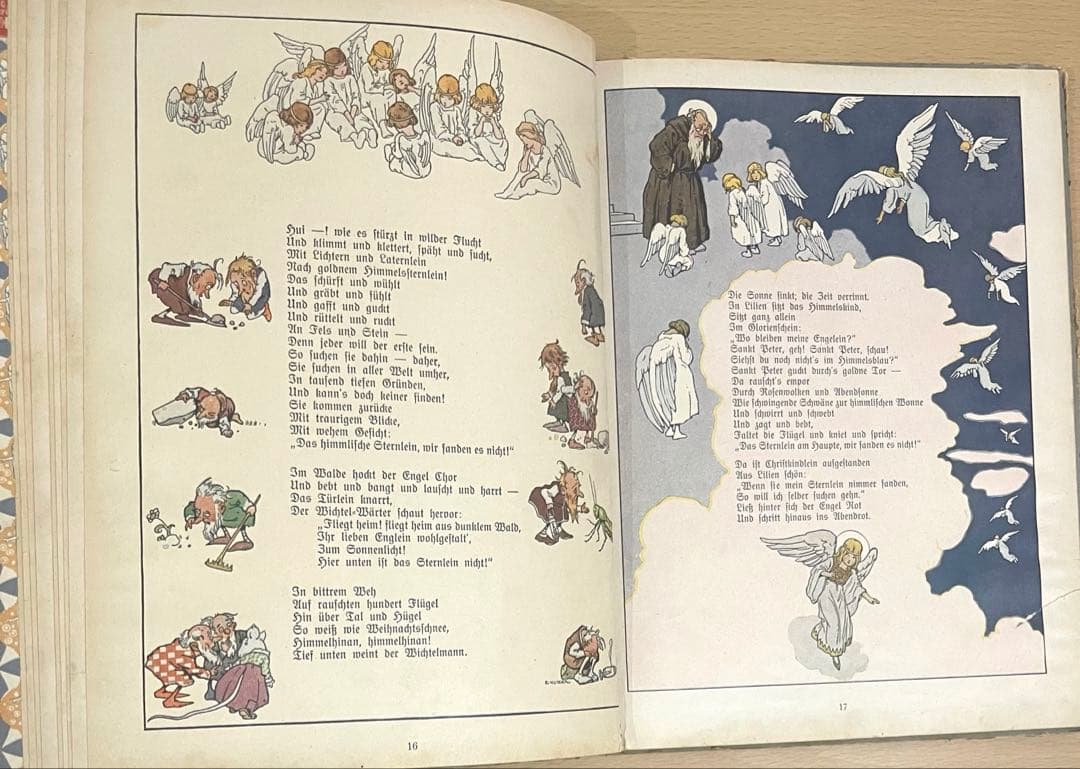 NO.382 希少 古書 アンティーク洋書 児童書 ドイツ絵本 天使