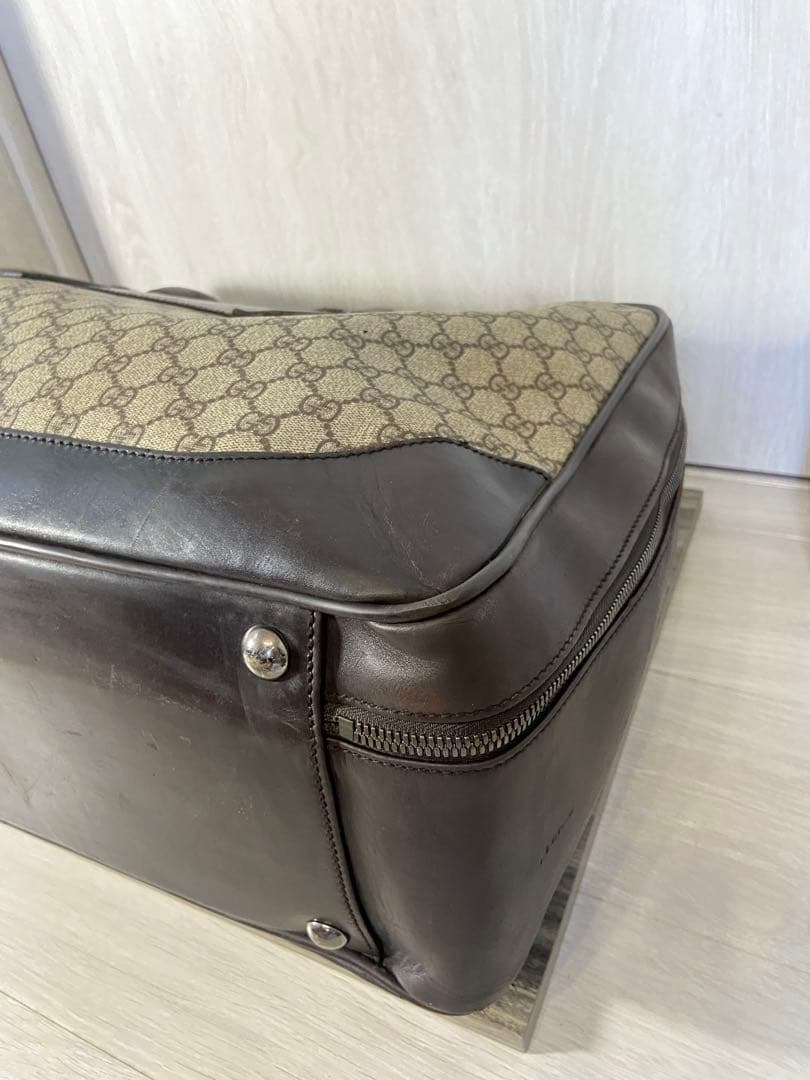 極稀少 GUCCI ボストンバッグ　GG スプリーム　レザー　PVC 大容量
